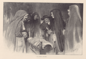 Drawing from Gaston Vuillier's Sorciers et magicieans de la Corrèze depicting an anti-witchcraft ritual